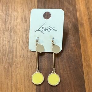 NWT Lovisa Gold Tone Yellow Rhinestone Geometric Abstract Drop Earrings